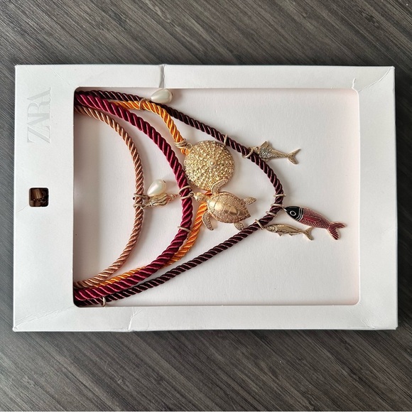 Zara Pack of 4 Rope Necklaces with Marine Charms - Picture 4 of 8